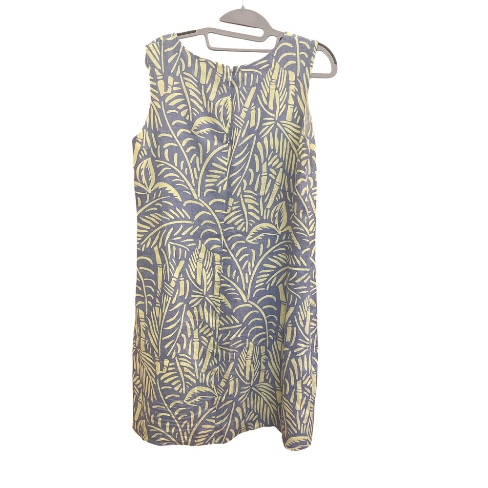 Island Company Blue Yellow Tropical Palm Linen Shift Resortwear Vacation XL - Picture 3 of 8
